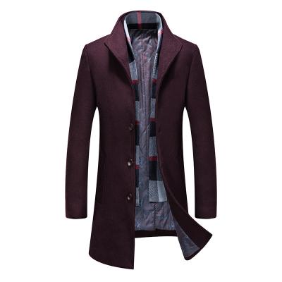 China New autumn and winter men's coat wool direct supply fashion wool woolen scarf Anti-wrinkle plus cotton woolen men's coat for sale