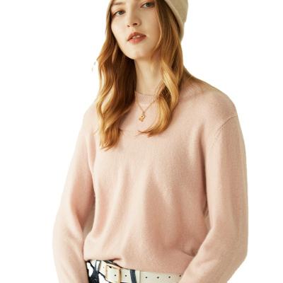 China New Cashmere Anti-wrinkle Sweater Women's Loose Round Neck Thin Sweater Knitted Base Single Yarn Shirt Short Sweater for sale