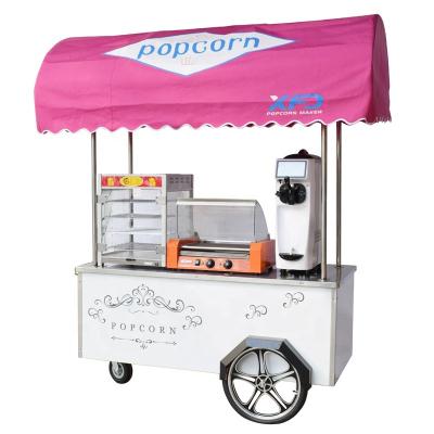 China Movable Type Four Wheel Trolley Snap Base Movable Popcorn Machine Vending Trolley Commercial Popcorn Machine for sale