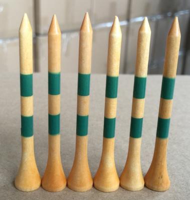 China Wood Wooden Striped Golf Tees With Multi Color Stripes Stripes Tee Peg for sale