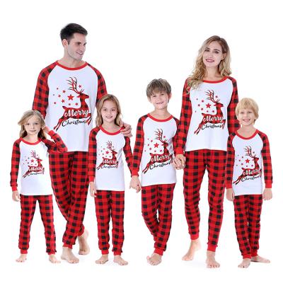 China QUICK DRY Custom Christmas Pajamas Blank White And Red Plaid Xmas Christmas Pyjamas Pjs Set Family Matching Christmas Pajamas Family for sale