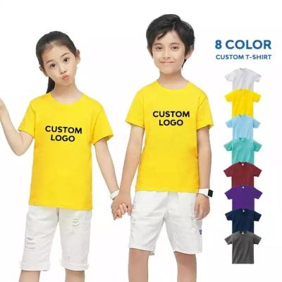 China Anti-wrinkle kids clothing 100% cotton short sleeves tshirt blank solid color basic T-shirt for kids summer wear customized children T shirts for sale