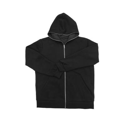 China Anti-wrinkle High Quality Black Costom Cotton Heavyweight Zip Up Hoodie Regular Oversized Full Face Zip Up Hoodie  Unisex for sale