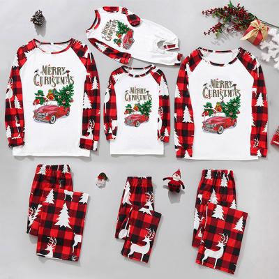 China QUICK DRY Custom Christmas Pajamas Blank White And Red Plaid Xmas Christmas Pyjamas Pjs Set Family Matching Christmas Pajamas Family for sale