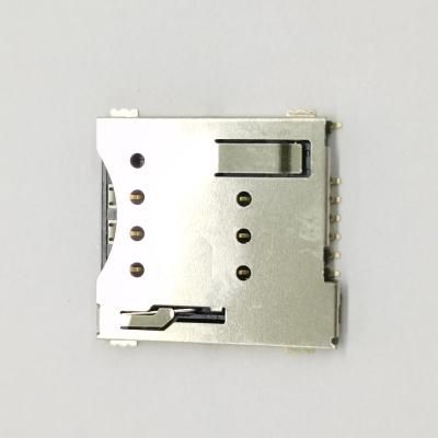 China PCB Board 6P PUSH-PUSH H=1.35mm H=1.35mm Panel SD Memory Card Socket Adapter Self-Elastic Standard PCB Mount Connector SD Card Holder for sale