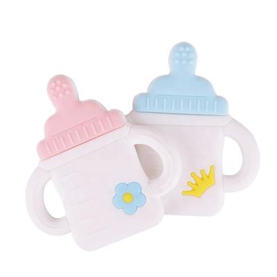 China Wholesale Custom Safe Milk Bottle Shape Baby Teething Toy Silicone Baby Teether for sale