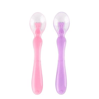 China BPA Free Food Grade Silicone Baby Feeding Administers First Stage Silicone Self Feeding Training Spoon Spoons For Baby for sale