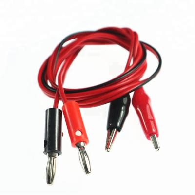 China Arduino DIY 1M Alligator Cilp Dual Banana Plug Test Cable Lead Connector Tester Probe Crocodile Clip For Multimeter Measurement DIY Tool for sale