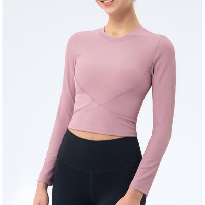 China Autumn Running Training Breathable Long Sleeve Top Women Wholesale Yoga Tops Sport Shirts for sale