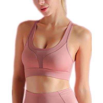 China Custom Logo Breathable Criss Cross Sports Bra Sling Beautiful Gather Shockproof Yoga Bra for sale