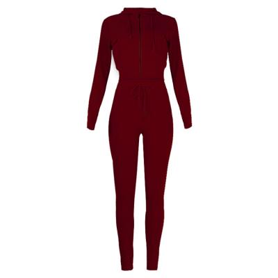 China 2021 Fashion Winter Zipper Custom V Neck Breathable Long Sleeve Slim Fit Women Tracksuit Set for sale