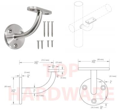 China Marine Grade Satin Polish Stainless Steel Handrail 304 316 Bracket Wall Mount Stair Fence Fit For Window Hotel Use for sale