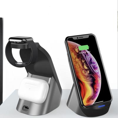 China Mobile Phone Wireless Charger 3 in 1 H18 Type C 15W Fast Charging Phone Holder for iPhone Earphones Smart Watch for sale