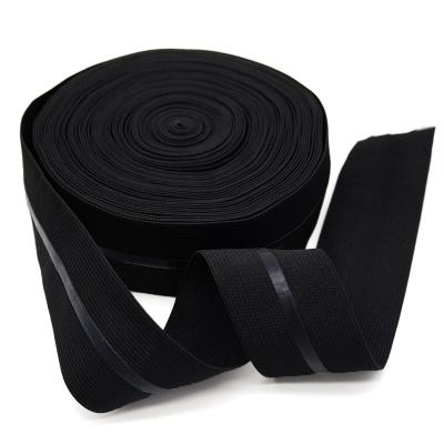 China Custom Logo Anti Slip Elastic Webbing Silicone Coated Polyester Elastic Web Band With Silicone for sale