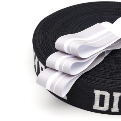 China High Quality Elastic Webbing Elastic Custom Printed Logo Tape Polyester Rubber Soft Elastic for sale