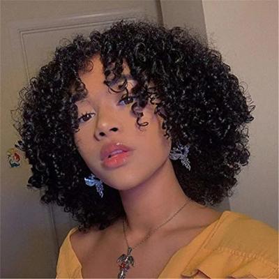 China UBeautyhair Brazilian Kinky Curly Short Curly Hair Wig For Women Color Natural Virgin Remy Fringe Curly Machine Made Wig for sale