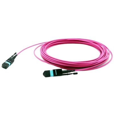 China OM3 40G Telecommunication Trunk Cable 12 Fiber Optic MTP/MPO Patch Cord for sale