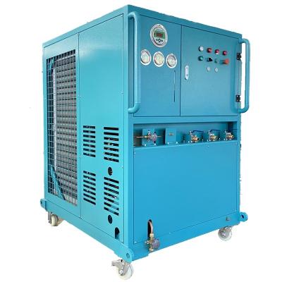 China R410a 10HP koelmiddelherstelpomp a/c gashersteloplaadmachine 10HP ISO tankherstelunit R134a R22 Te koop