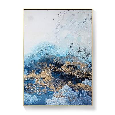 China Mordern Abstract Gold Ripple Blue Marble Canvas Painting Nordic Modern Wall Art Posters and Print Living Room Decoration Wall Pictures for sale