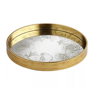 China Home Wholesale Ottoman Style Art Gold Leaf Mirror Antique Factory Restaurant Hotel Tray for sale