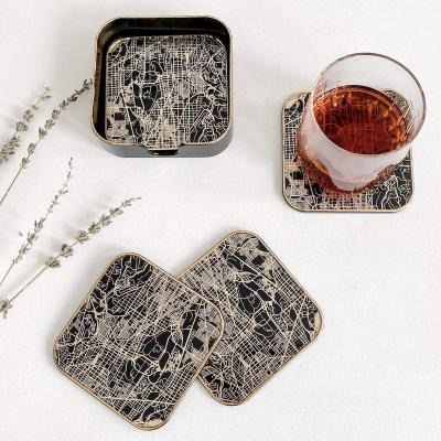 China Sustainable Source Factory Accepts Customized Coffee Table And Breakfast Glass Printing Luxury Coaster Square for sale