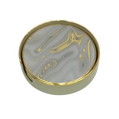 China Sustainable Round Drinks Absorbent Luxury Marble Coaster Set With Print Glass Stone And Plastic Base for sale