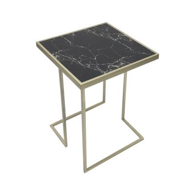 China Customized Modern Artist Black Marble Side Square Accent Side Coffee Table End Table For Bedroom Living Room for sale