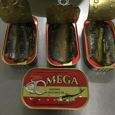 China Tinned Canned Sardine in Oil Factory Chinese Sardinella Aurita in Vegetable Oil Africa Market High Quality Cheap Price 125g for sale