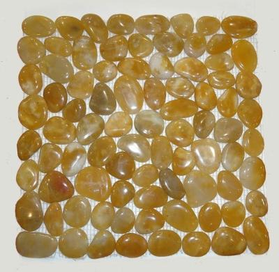 China Good Sale Modern Polished Pebble Mosaic Yellow Pebble For Decoration for sale