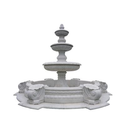 China Large Garden Coastal Outdoor Marble Fountain Water Fountain White Marble Fountain for sale