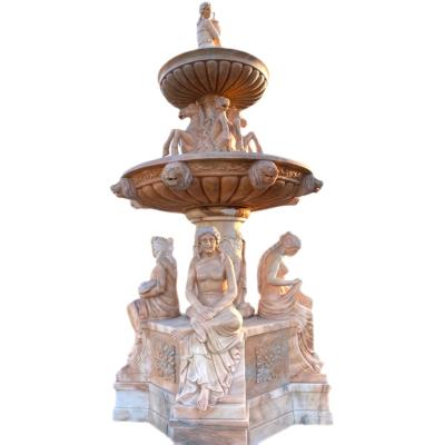 China New Design Garden Fountain Coastal Western Style Red Marble Garden Water Fountain for sale