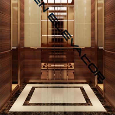 China Dazen Villa Passenger Elevator Gold Cabin Modern Home Elevator Fujisu Brand for Hotel, Office, Resort for sale