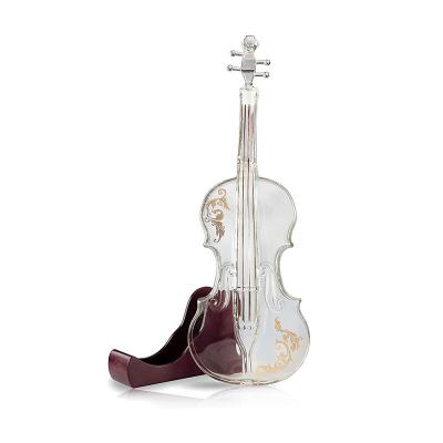 China Creative High Borosilicate Glass Wine Bottle Violin Shape Blowing Decanter Factory Custom Mouth for sale