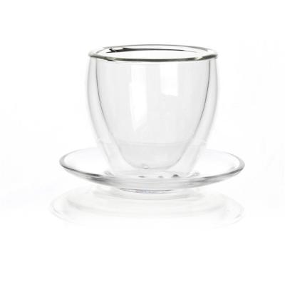 China Jia Teng Heat-Resistance Borosilicate Glass Double Layer Viable Teacup Glass Set for sale