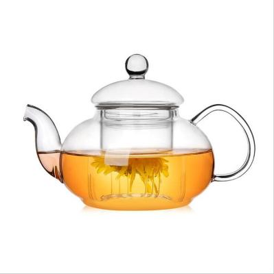 China 600ml Mouthblown High Borosilicate Glass Sustainable Teapot Set With Warmer for sale