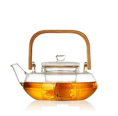 China Eco-Friendly Custom Luxury Large Borosilicate Glass Heat Resistant Glass Teapot for Boiling Water for sale