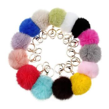 China Charm Rex rabbit fur pompom keychain/fake fur pompom /handbag fur pompom for sale