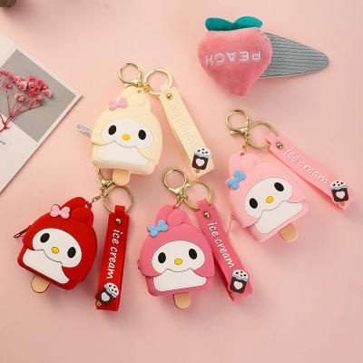 China Lightweight Cute Coin Purse Cartoon School Bag Silicone Storage Key Chain Pendant Key Chain for sale