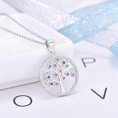 China Sterling Silver S925 Trendy Tree Necklace Pendant Diamond Crystal Ladies Necklace Wholesale for sale