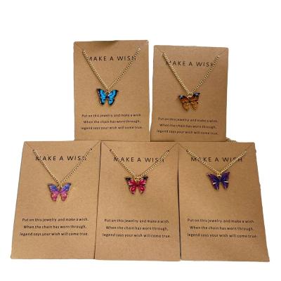 China Fashionable Vintage Color Butterfly Necklace Women Pendant Clavicle Chain Lover Jewelry for sale