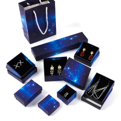 China Custom Friendly Starry Logo Sky Jewelry Packaging Paper Box Jewelry Gift Earring Necklace for sale