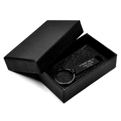 China Wholesale Friendly Key Chain Jewelry Packaging Paper Gift Box Business Gift Box Black Cardboard Gift Box For Key Chain In Stock for sale