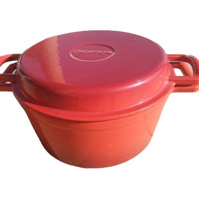 China Sustainable Cast Iron Combi Casserole Dish With Reversible Grill Pan Lid, Rotisserie With Grill Lid for sale