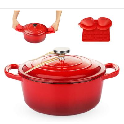 China Sustainable Cast Iron Dutch Oven 3 Quart Enameled Dutch Oven, Stock Pot With Lid, Red for sale