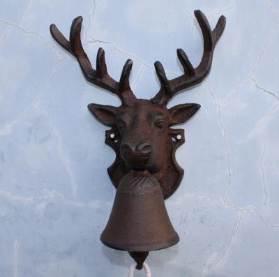 China China Cast Iron Deer Dinner Bell Courtyard Art Wall Hanging Garden for sale