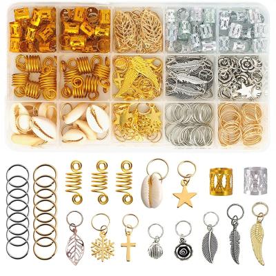 China 220 Pieces Inflatable Braiding Hair Rings 15 Style Jewelry For Women Hair Clips Rings Headband Accessories Pendant Hair Jewelry for sale