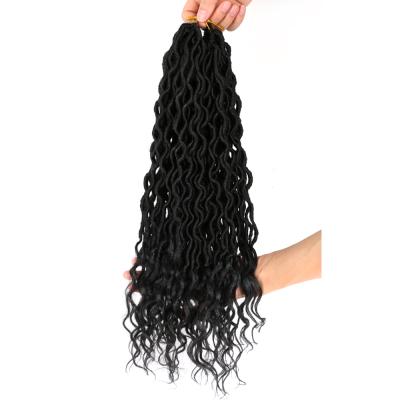 China Low Temperature Heat Resistant Hot Sale 20inch 75g 24strands Synthetic Locs Soft Waves Flame Retardant And Sweat Curly Extensions Braids Weaves Braid Faux Locs Crochet Hair for sale