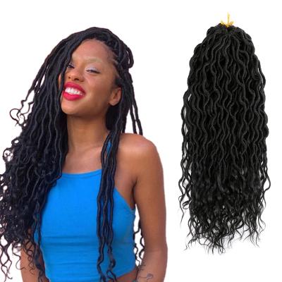 China Free Sample Flame Retardant Sweatproof Low Temperature Synthetic Extension Curly Soft Jumbo Braids Twist Crotchet Dread Extensions Braided Goddess Crochet Hair Faux Locs for sale