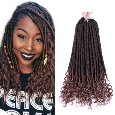 China Low Temperature Flame Retardant And Sweat Resistant Synthetic Wavy Goddess Locs Curly Faux Locs Crochet Hair Braids Prelooped Synthetic Hair Extension Soft Dreadlock 20inch for sale