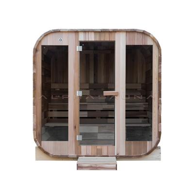 China Traditional Electric Outdoor Sauna Room 4-6 Persons Family Type Sauna Room With Floor To Ceiling Windows for sale